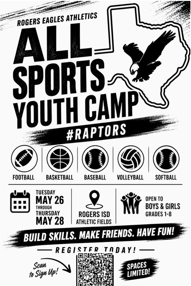 Rogers Eagles Athletics All Sports Youth Camp 🏈🏀⚾🏐🥎